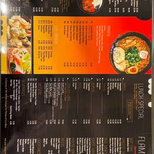 Front of the Menu.