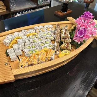 Sushi Boat with varieties of sushi!
