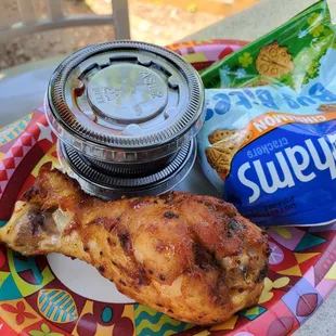 a plate of food and a drink