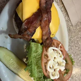 Cheeseburger with bacon...delish!