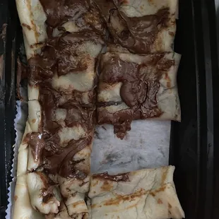 Nutella Crepe $9.89 (includes $0.99 charge for Nutella vs plain) - two pieces eaten prior to photo