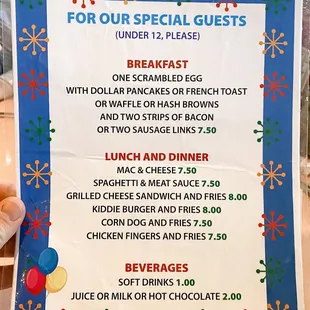 Kids menu | October 2022