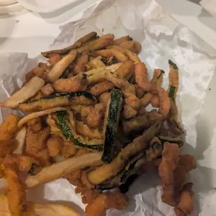 These are what you call fries zucchini wow!  If you order these fried zucchinis looking like limp weenies