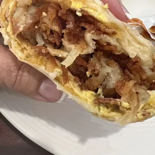Bacon, egg and cheese burrito
