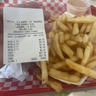 Crispy fries are good and seasoned with season salt.