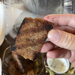 Dry, grilled gyro meat