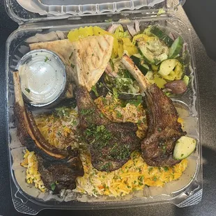 Lamb chops and rice, chicken quesadillas