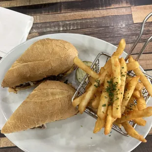 Philly Cheesesteak with fries