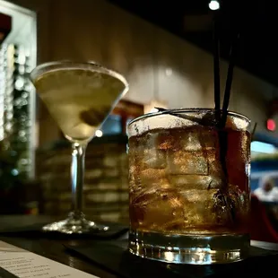 My Old Fashioned and her dirty Martini.