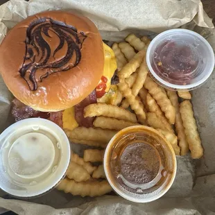 Chipotle Honey Bacon BBQ Cheeseburger with Chili Cheese Fries