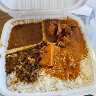 Butter chicken,  rice,lentals