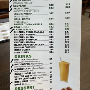 Menu - The black sharpie marks are items that can be made vegan