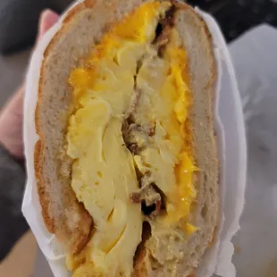 Bacon, egg, and cheese breakfast sandwich