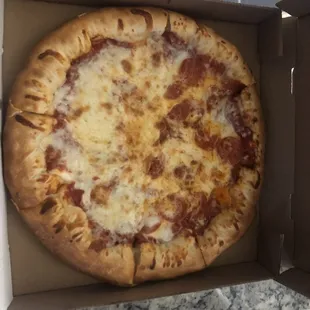 Stuffed Crust Half Cheese, Half Pepperoni Pizza