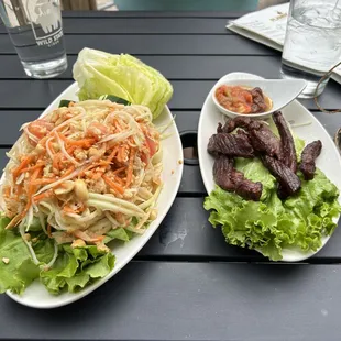 Green Papaya Salad and Lao Beef Jerkey