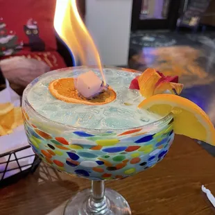 Flaming Blue Margarita.