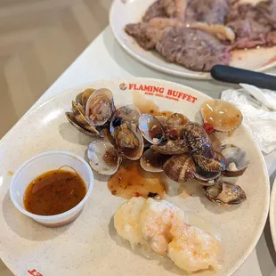 Clams and walnut shrimp