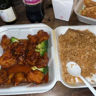 Orange chicken and fried rice