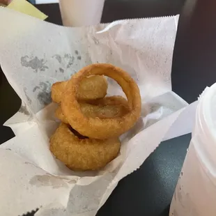 Onion rings, ok. A bit thicker than I prefer.