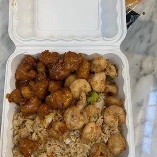 Honey Chicken and Shrimp w/Fried Rice