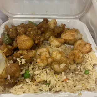 Black pepper chicken and shrimp