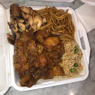 Honey chicken and bourbon chicken
