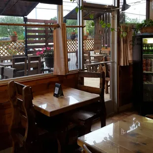 View of outdoor patio dining area