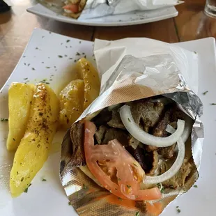 Original Gyros Sandwich with Greek Potatoes