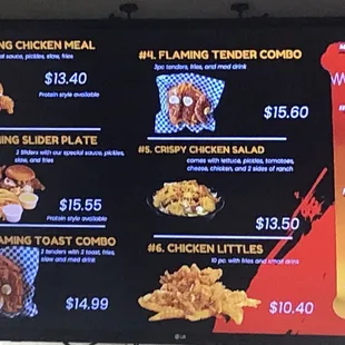 Main Combos Menu with spicy level indicator