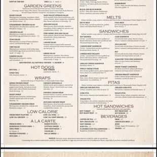 the menu for flaming grill