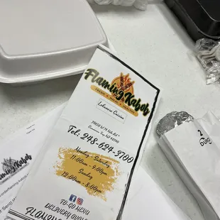 a menu for flaming kabob