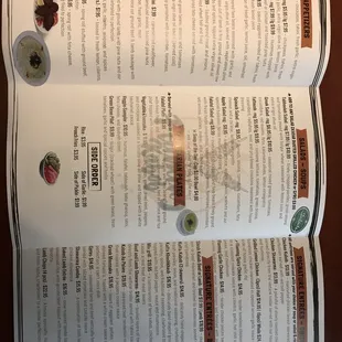 the menu of the restaurant