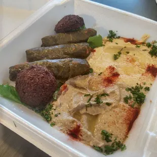 Maza Combo with grape leaves