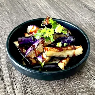 Chilled eggplant with special soy glaze and fresh cilantro & green onion