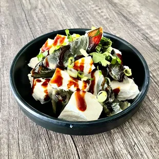 Century egg w/tofu and special soy glaze - premium grade silken tofu.
