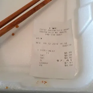 Cost and my chop sticks. Only chance to use them this week.