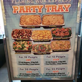 Party trays, but I am getting just a dinner.