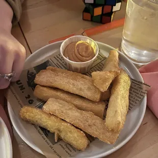 Yucca fries with the best Guava Mayo