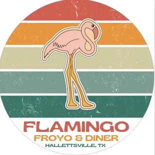 a flamingo standing in front of a colorful background