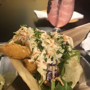 Shrimp po boy taco