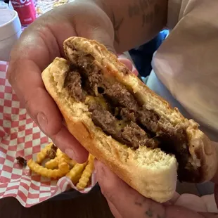 Well cooked hamburger