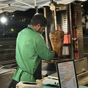 a man preparing food