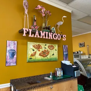 flamingos on the wall