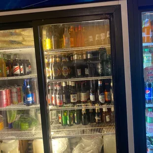 a refrigerator full of drinks