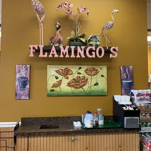flamingos on the wall