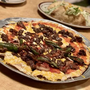 Cheese Crisps with Carne Asada