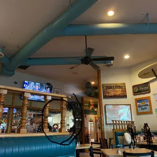 The bar area and the chips sitting out are circled .