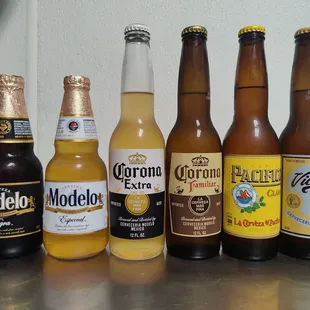 a variety of beer bottles
