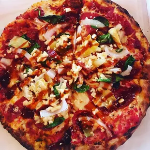 Build you on Pizza. With barbecue sauce