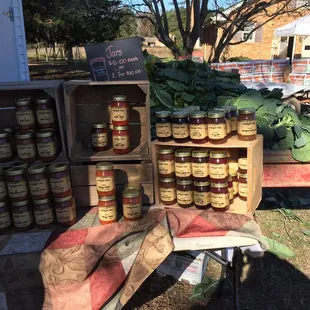 a display of jars of jams
